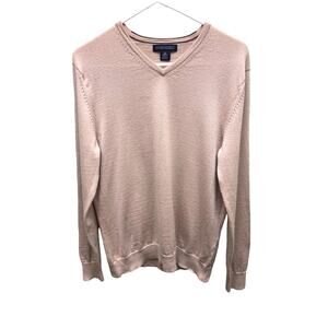 Banana Republic Merino X Fine Wool Beige V-Neck Sweater Pullover M Dark Academia